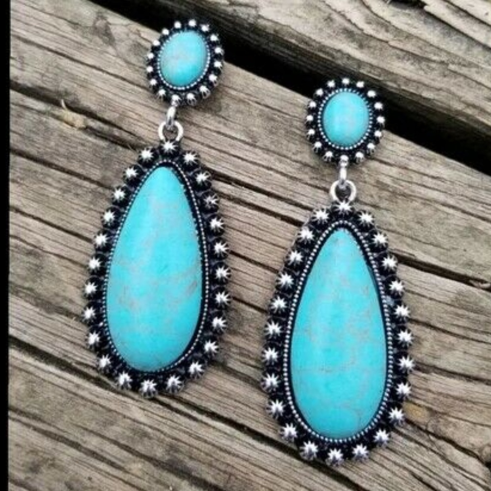 Vintage Boho Turquoise Earrings
